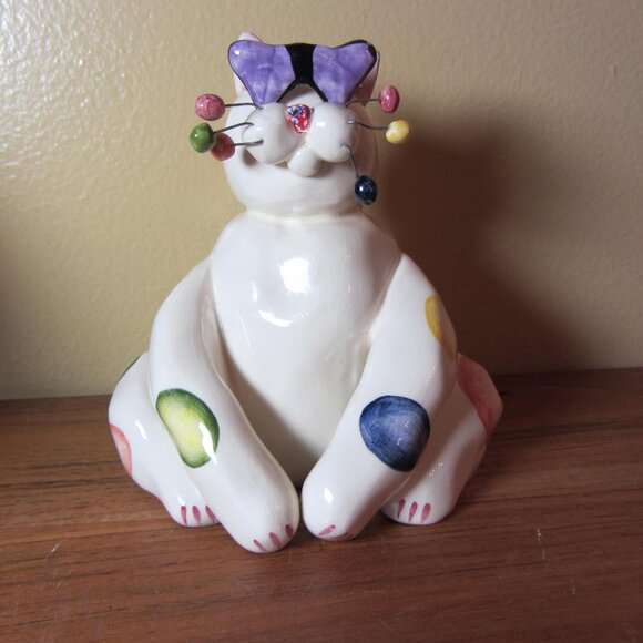 Other - Whimsiclay by Amy Lacombe Heart Sunglasses Cat Figurine vintage 2001 (W3759)